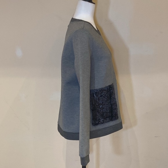 PINK TARTAN | size M | warm pullover with furry oversized front pockets | Grey - Picture 2 of 10